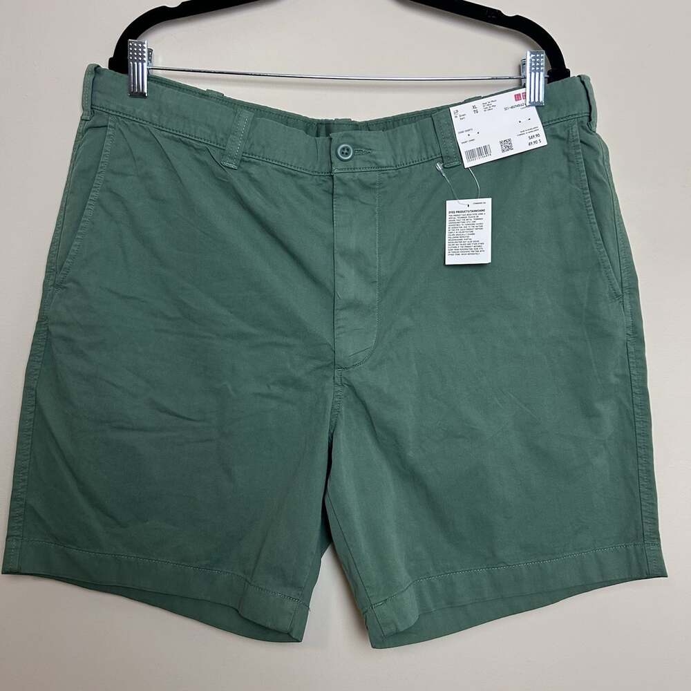 UNIQLO Mens XL 36-39” Chino 7" Shorts Vert Green Cotton NWT